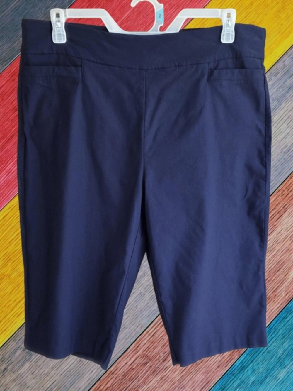 Kim Rogers Womens Crop Capri Millennium Pants Pull On Tummy Control Navy Size 18